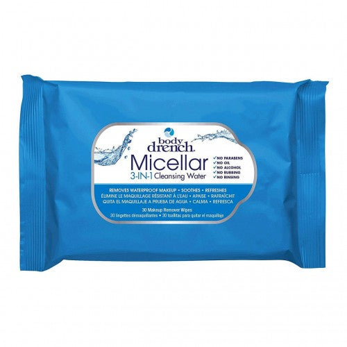 Body Drench Micellar Water 3-in-1 Cleansing Wipes 30pk - Totally Refreshed Steam and Spa